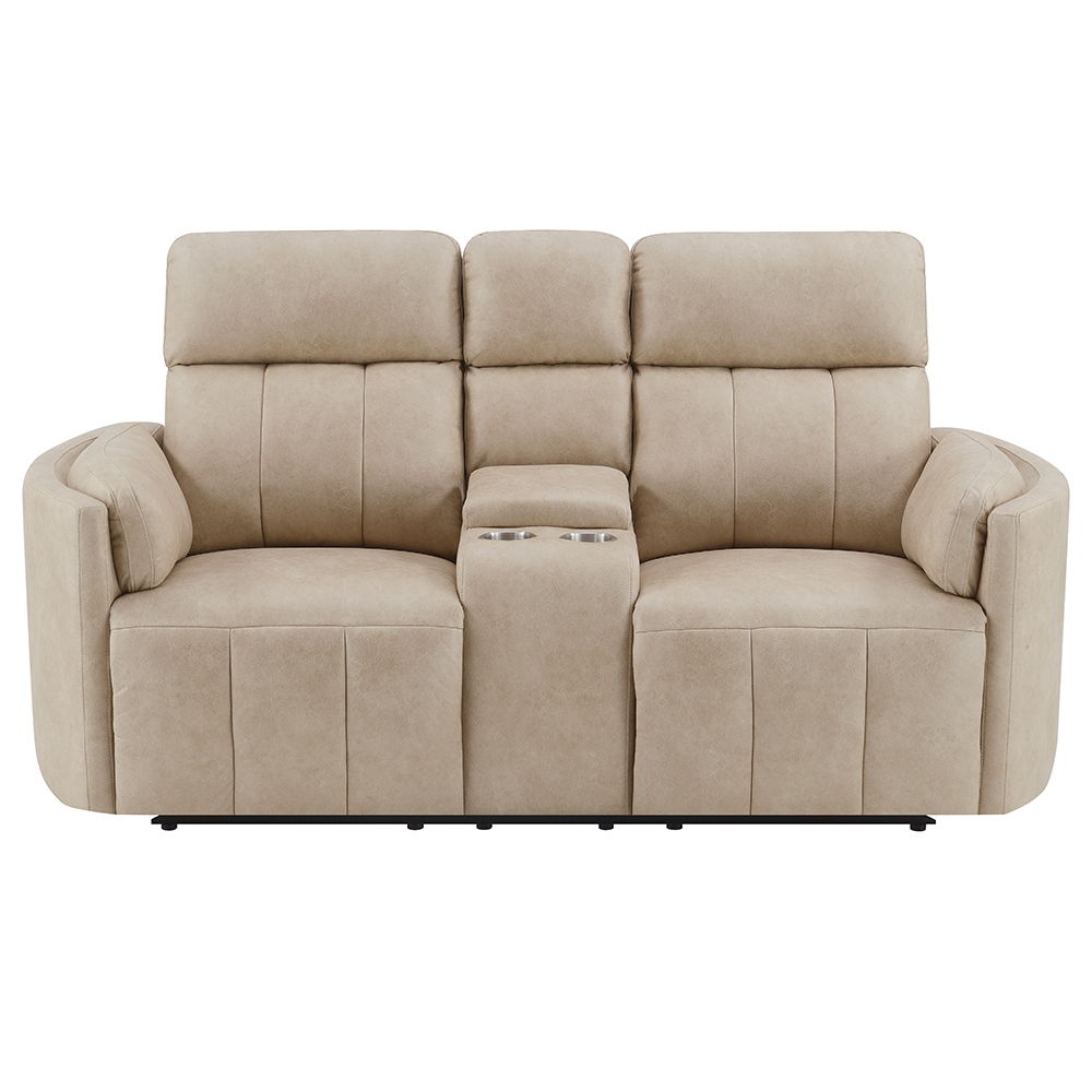Elison - Motion Loveseat With Console - Dark Beige Polish Microfiber - Urban Living Furniture (Los Angeles, CA)