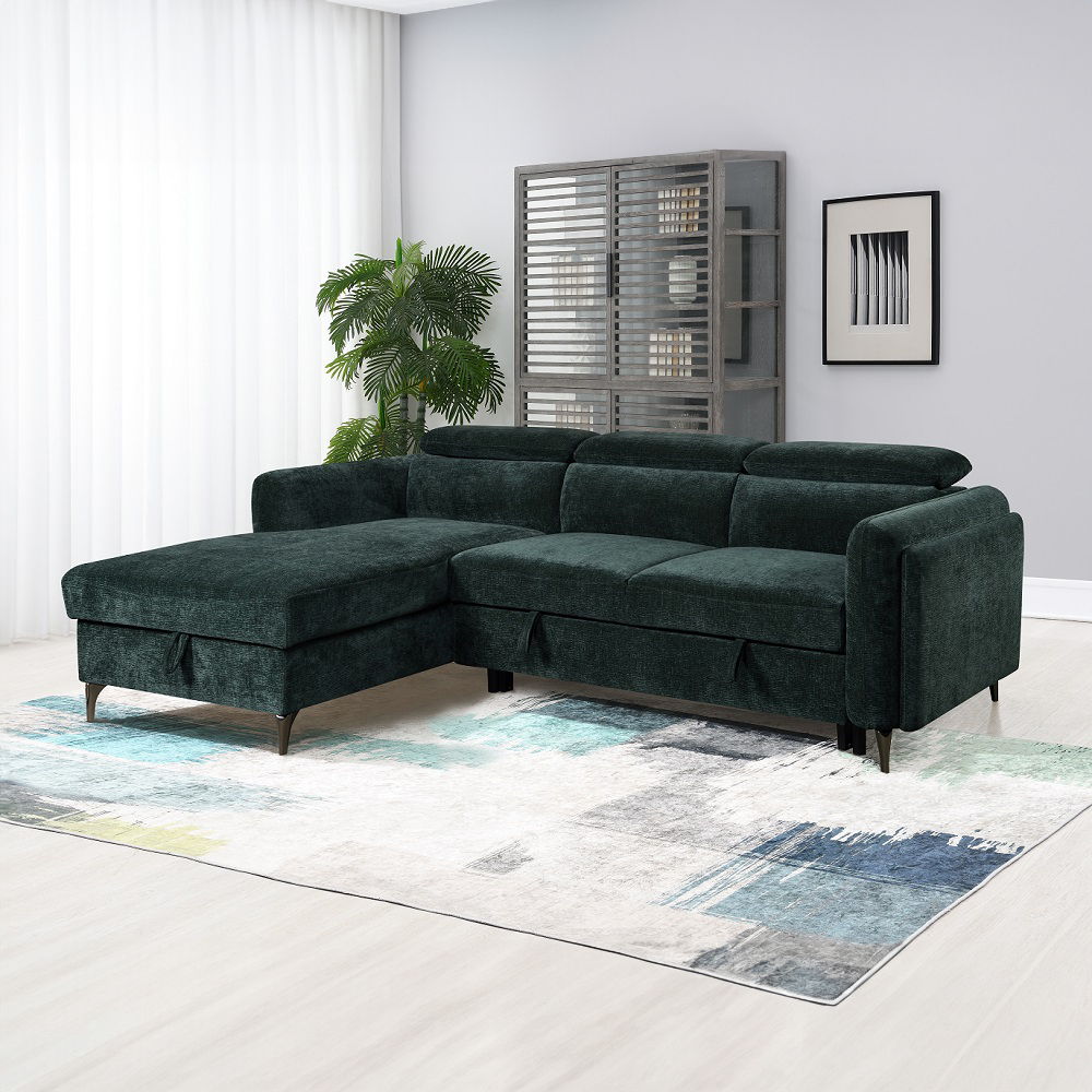 Zadok - Sectional Sofa With Sleeper & Storage - Green - Urban Living Furniture (Los Angeles, CA)