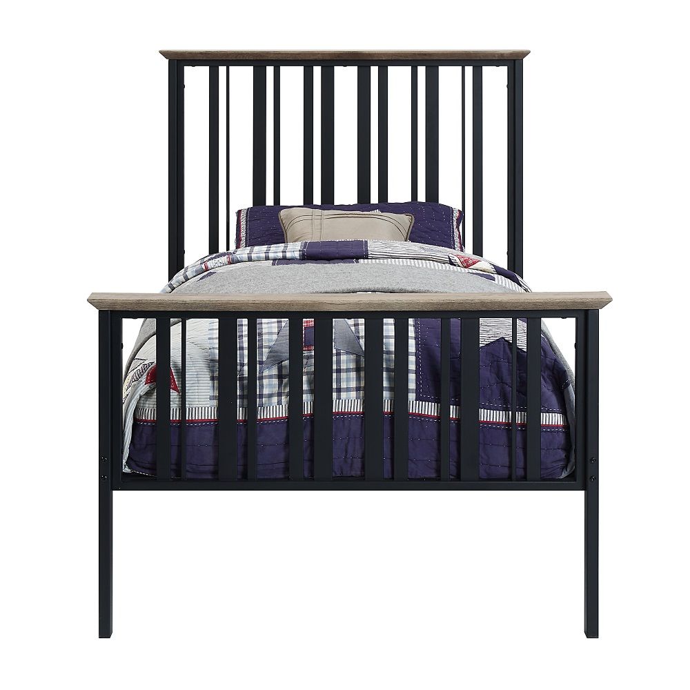 Zudora - Twin Bed - Antique Oak & Black - Urban Living Furniture (Los Angeles, CA)