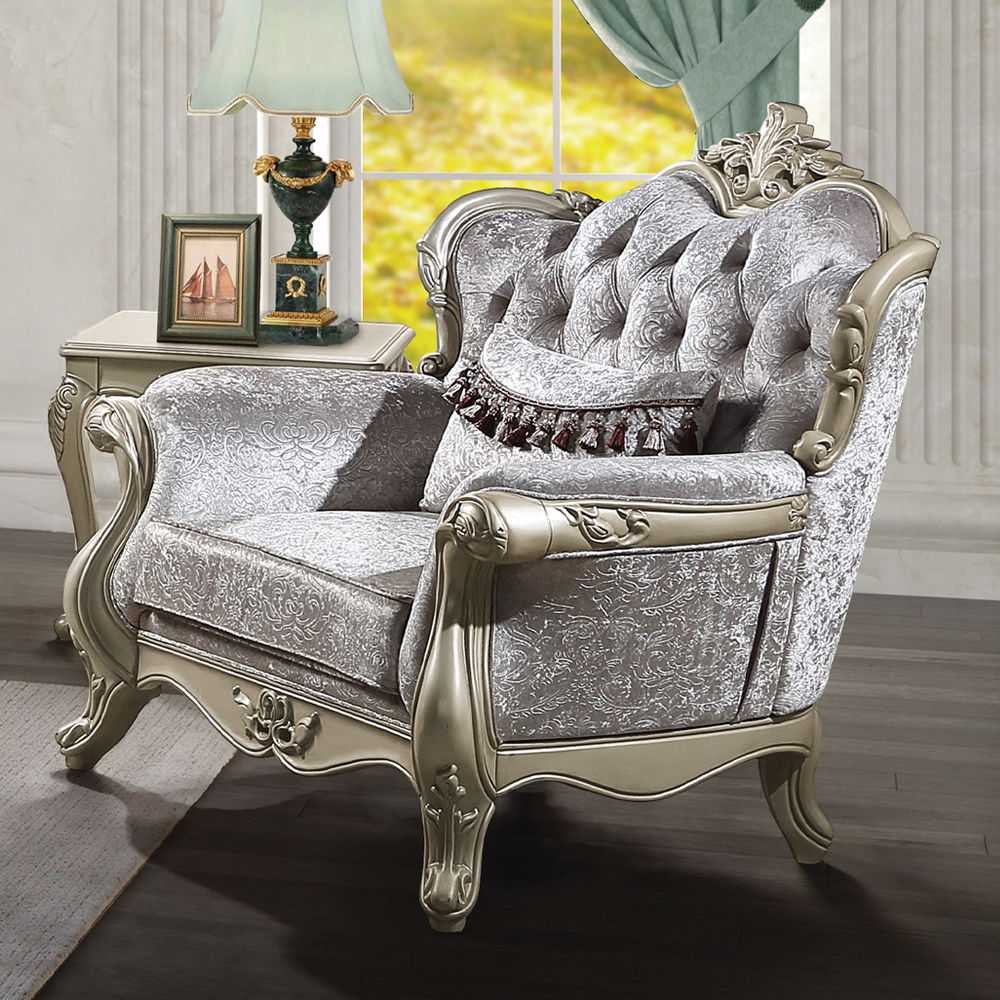Libertee - Chair With Pillow - Beige Fabric & Champagne - Urban Living Furniture (Los Angeles, CA)