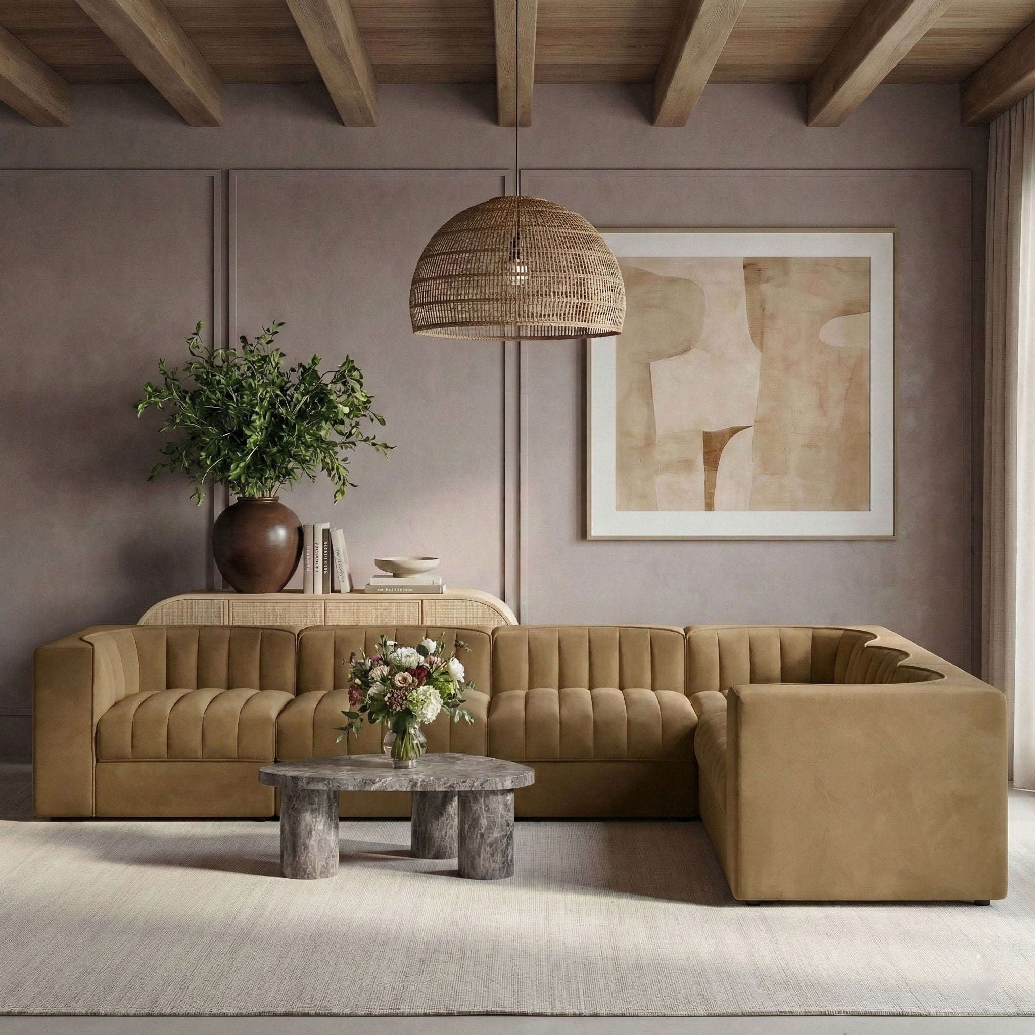 Rummi - Velvet Performance Fabric Upholstered 6 Piece Modular Sectional (With 3 Corner Chairs) - Urban Living Furniture (Los Angeles, CA)