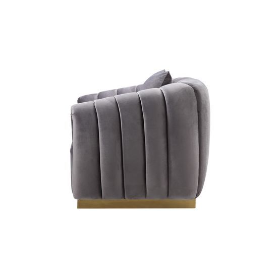 Elchanon - Loveseat With 2 Pillows - Gray Velvet & Gold - Urban Living Furniture (Los Angeles, CA)