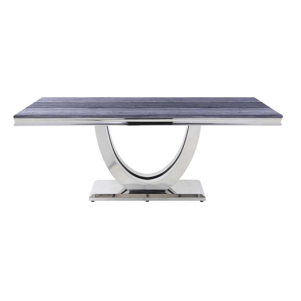 Cambrie - Dining Table With Engineered Stone Top - Engineered Stone Top & Mirrored Silver - Urban Living Furniture (Los Angeles, CA)
