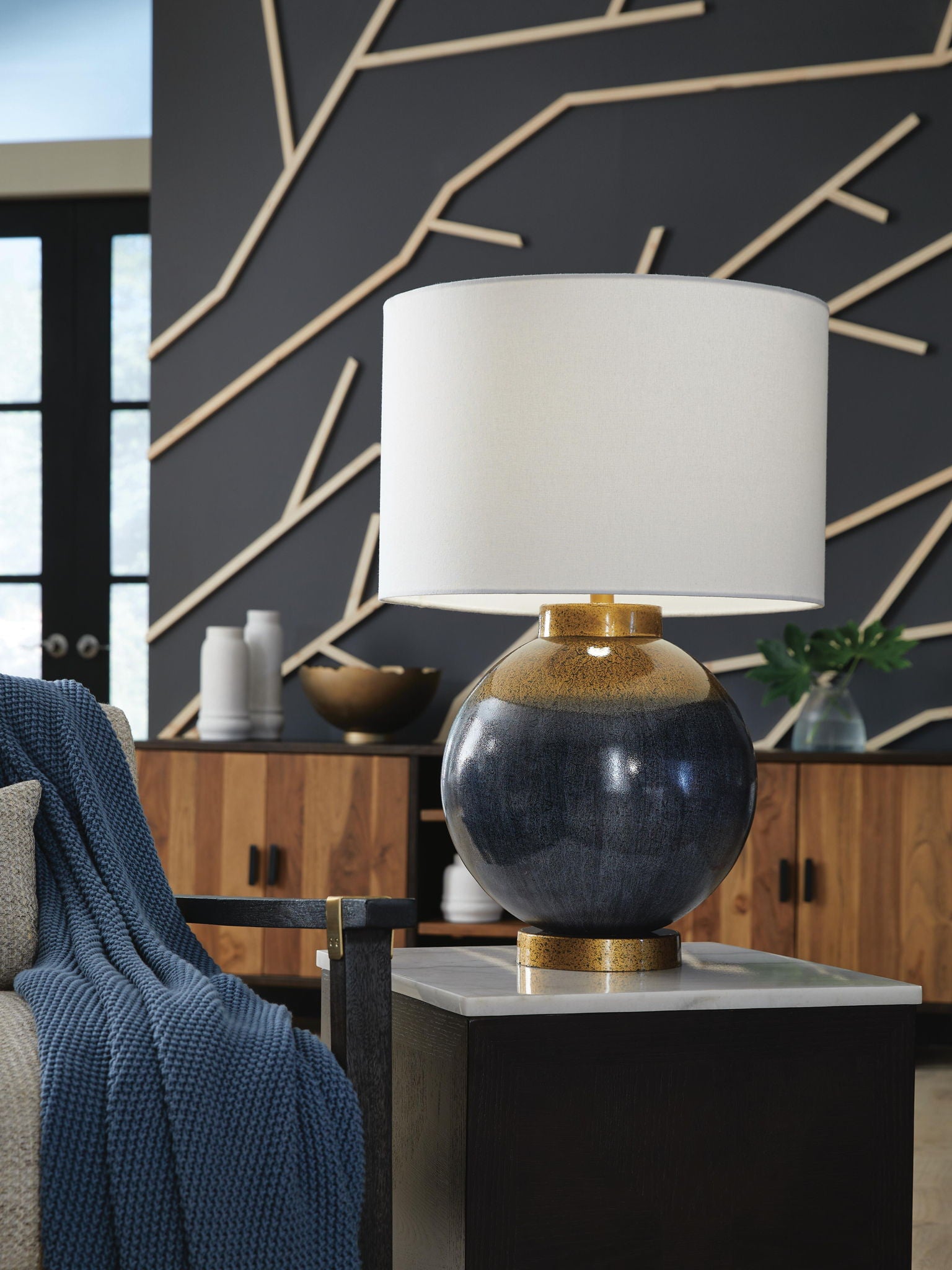 Adara - Metal Table Lamp - Blue / Gold Finish - Urban Living Furniture (Los Angeles, CA)