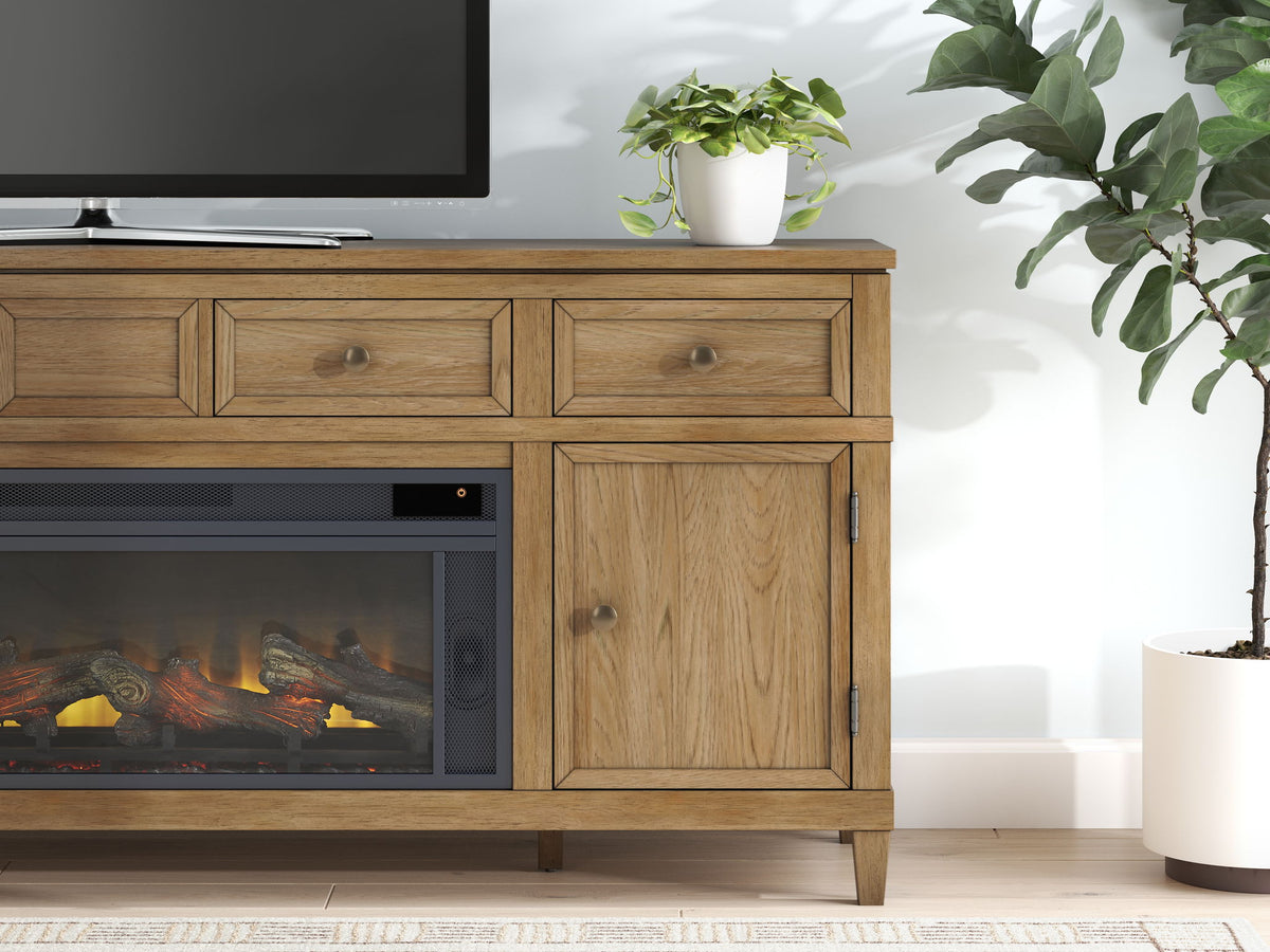 Sharlance - 81" TV Stand With Electric Infrared Fireplace Insert - Light Brown - Urban Living Furniture (Los Angeles, CA)
