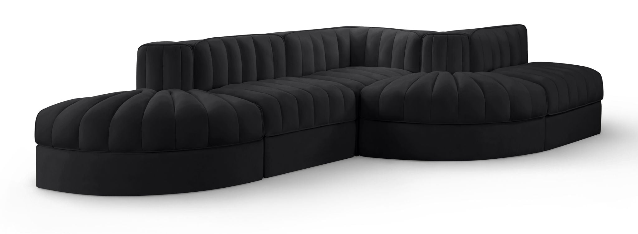 Rummi - Rounded Velvet Performance Fabric Upholstered 5 Piece Modular Sectional - Urban Living Furniture (Los Angeles, CA)