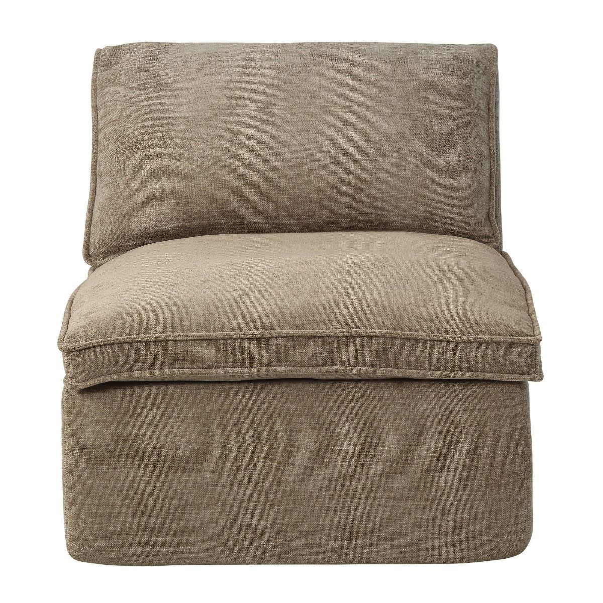 Almano - Modular Armless Chair - Light Brown Chenille