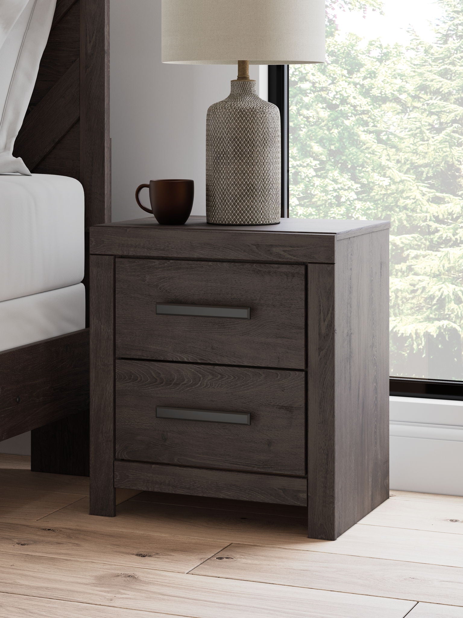 Prendonea - Charcoal - Two Drawer Night Stand - Urban Living Furniture (Los Angeles, CA)