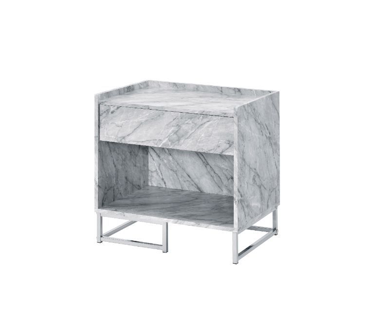 Azrael - Accent Table - White Printed Faux Marble & Chrome Finish - Urban Living Furniture (Los Angeles, CA)