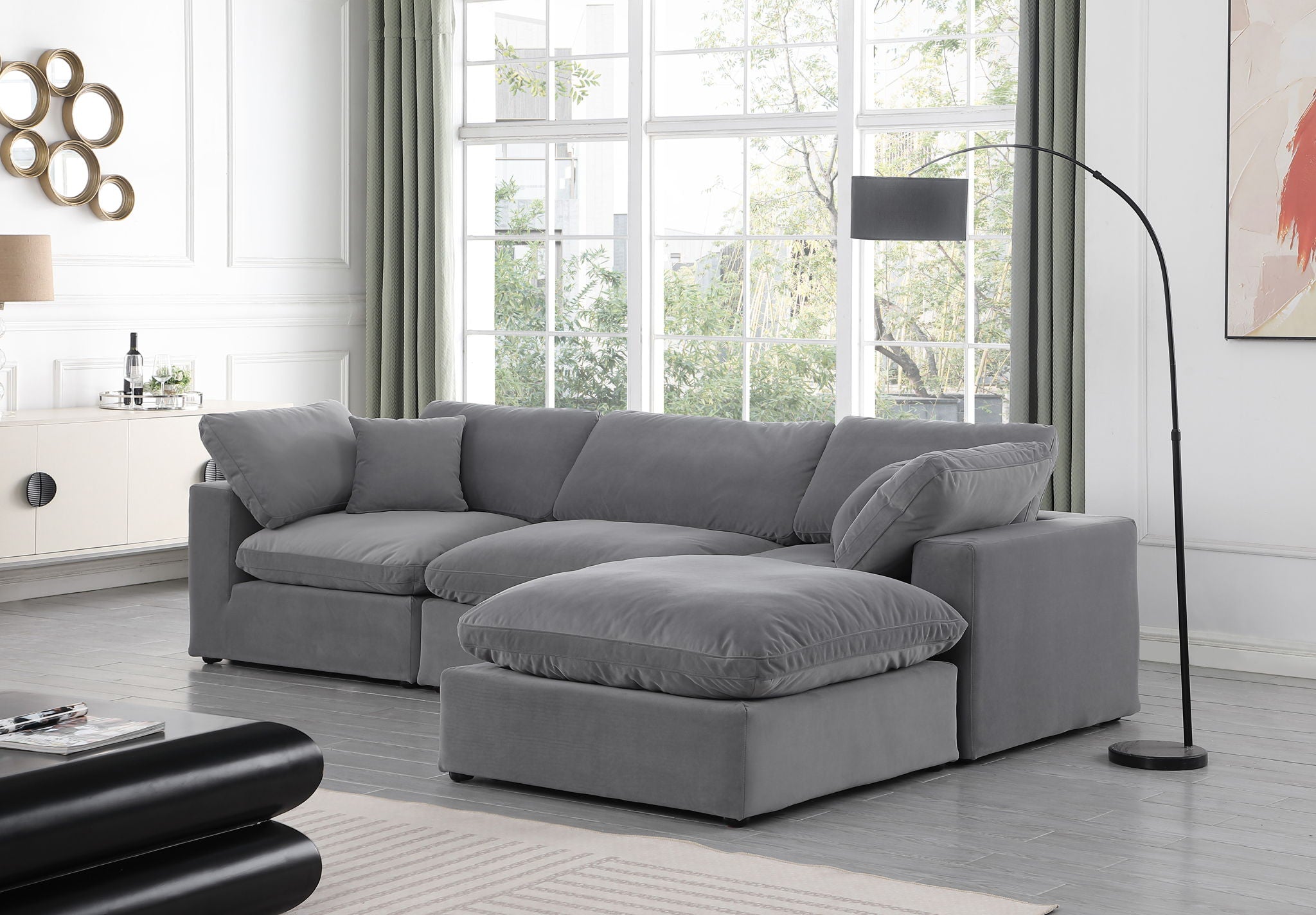 Comfy - 4 Piece Velvet Modular Sectional With Chaise - Urban Living Furniture (Los Angeles, CA)