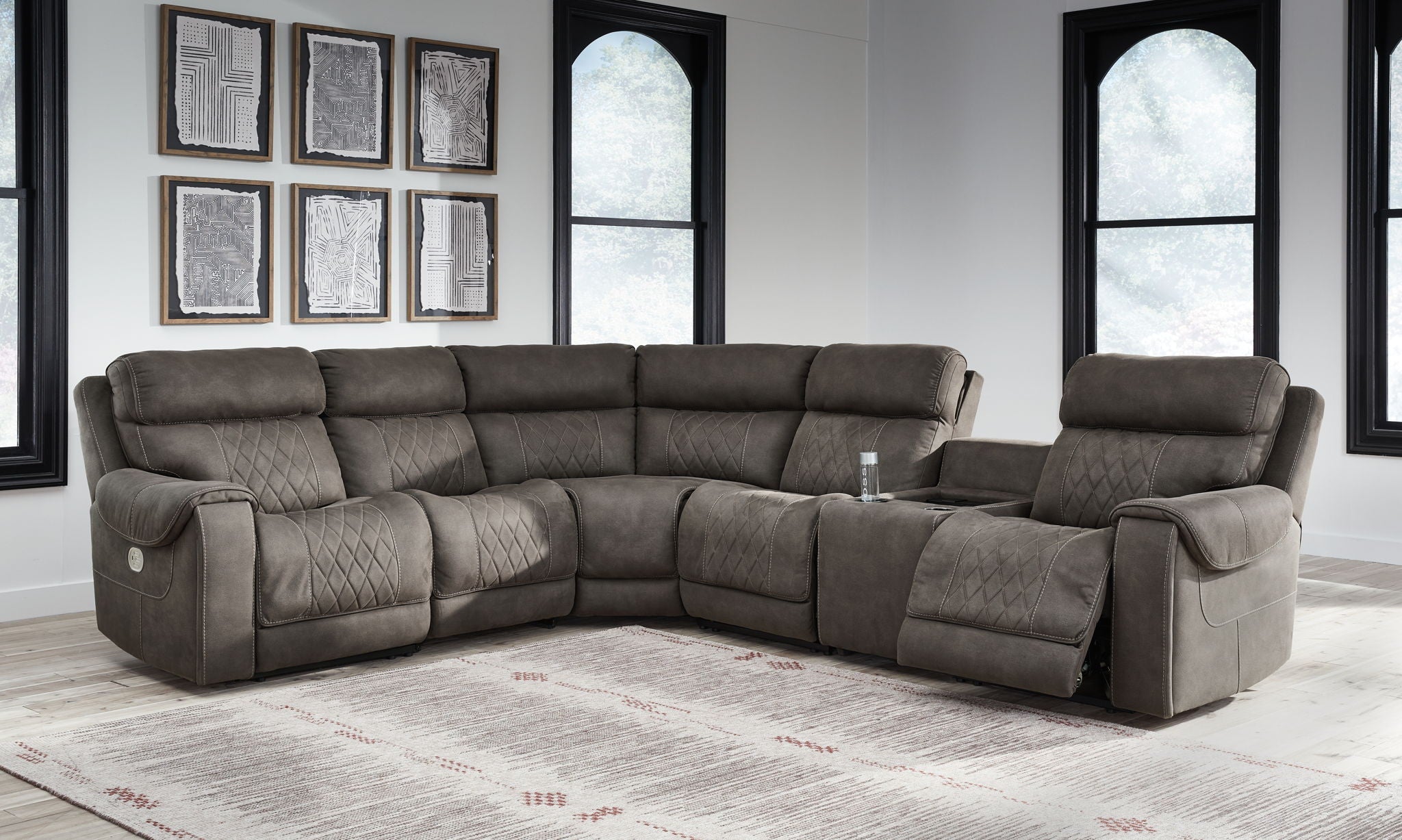 Hoopster - Gunmetal - Zero Wall Power Recliner with Console 6 Pc Sectional - Urban Living Furniture (Los Angeles, CA)