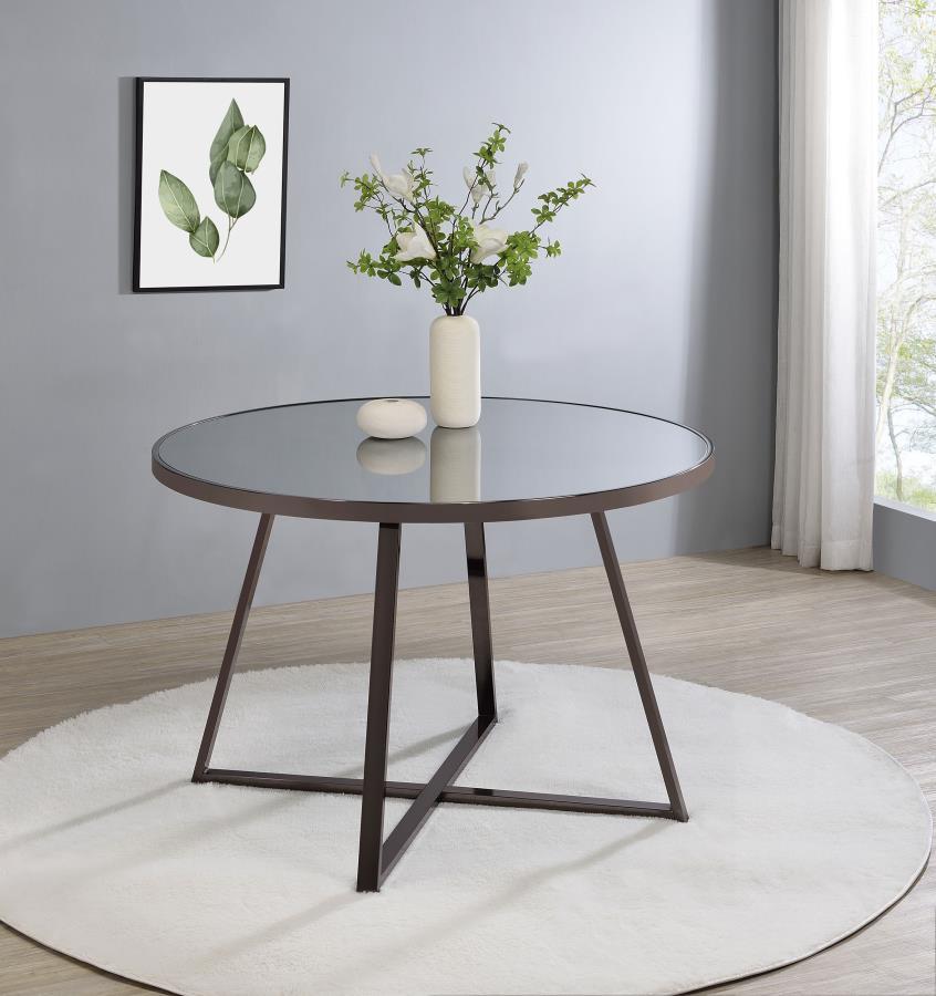 Jillian - Round Mirror Top Dining Table - Black Nickel - Urban Living Furniture (Los Angeles, CA)