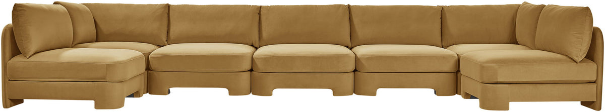 Hammond - Velvet Performance Fabric Upholstered 7 Piece U-Shaped Armless Sectional