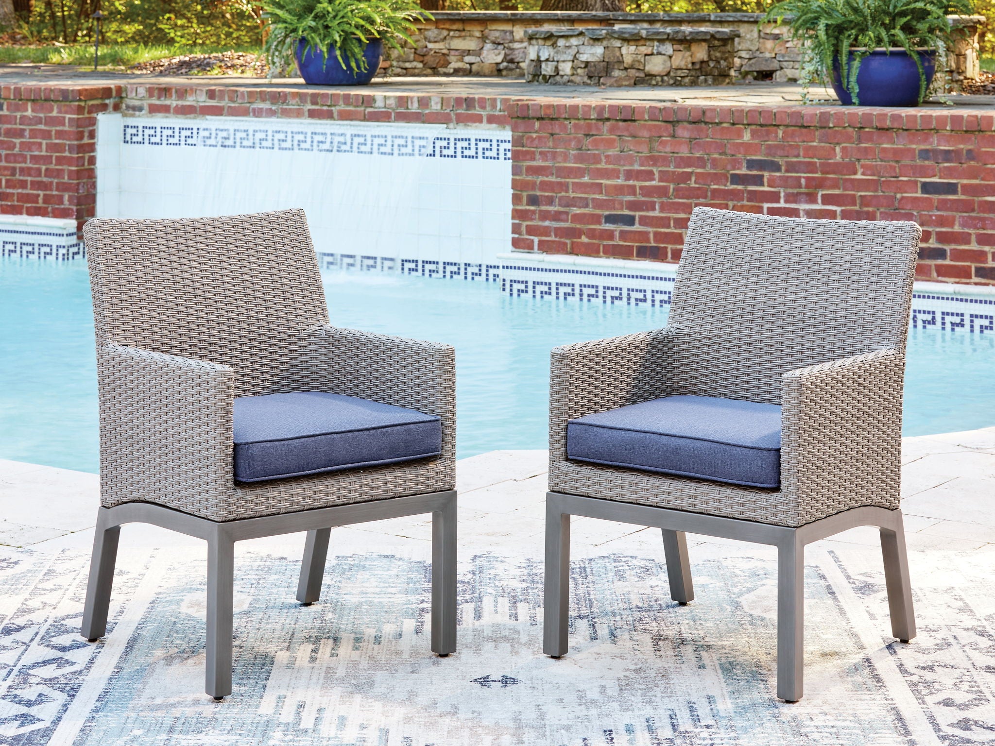 Half Moon Beach - Arm Chair With Cushion (Set of 2) - Blue / Gray - Urban Living Furniture (Los Angeles, CA)