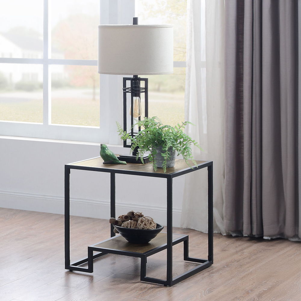 Idella - End Table - Rustic Oak & Black - Urban Living Furniture (Los Angeles, CA)
