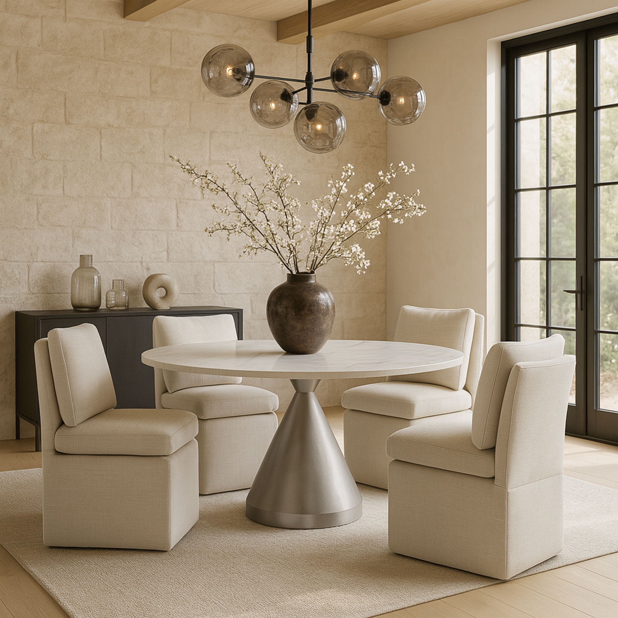 Nelori - Linen Textured Performance Fabric Upholstered Dining Chair (Set of 2) - Urban Living Furniture (Los Angeles, CA)