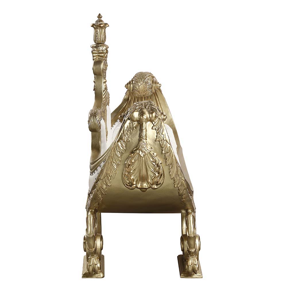 Bernadette - Bench - White Synthetic Leather Fabric & Gold - Urban Living Furniture (Los Angeles, CA)