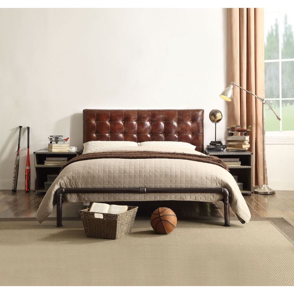 Brancaster - Queen Bed - Vintage Brown Top Grain Leather - Urban Living Furniture (Los Angeles, CA)