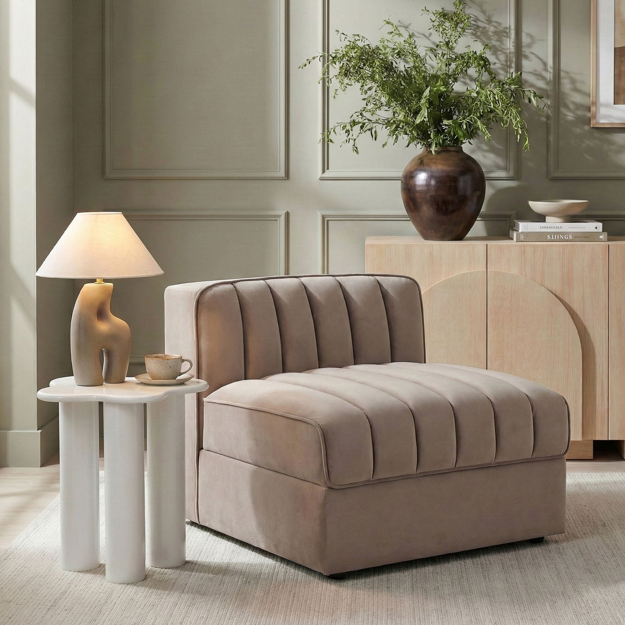 Rummi - Velvet Performance Fabric Upholstered Modular Armless Chair - Urban Living Furniture (Los Angeles, CA)