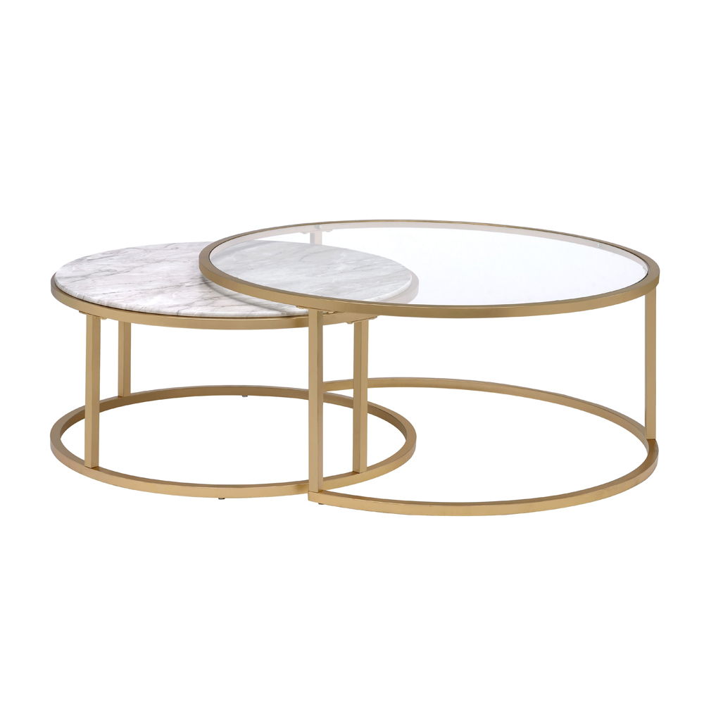 Shanish - Nesting Table Set - Faux Marble Top & Gold - Urban Living Furniture (Los Angeles, CA)