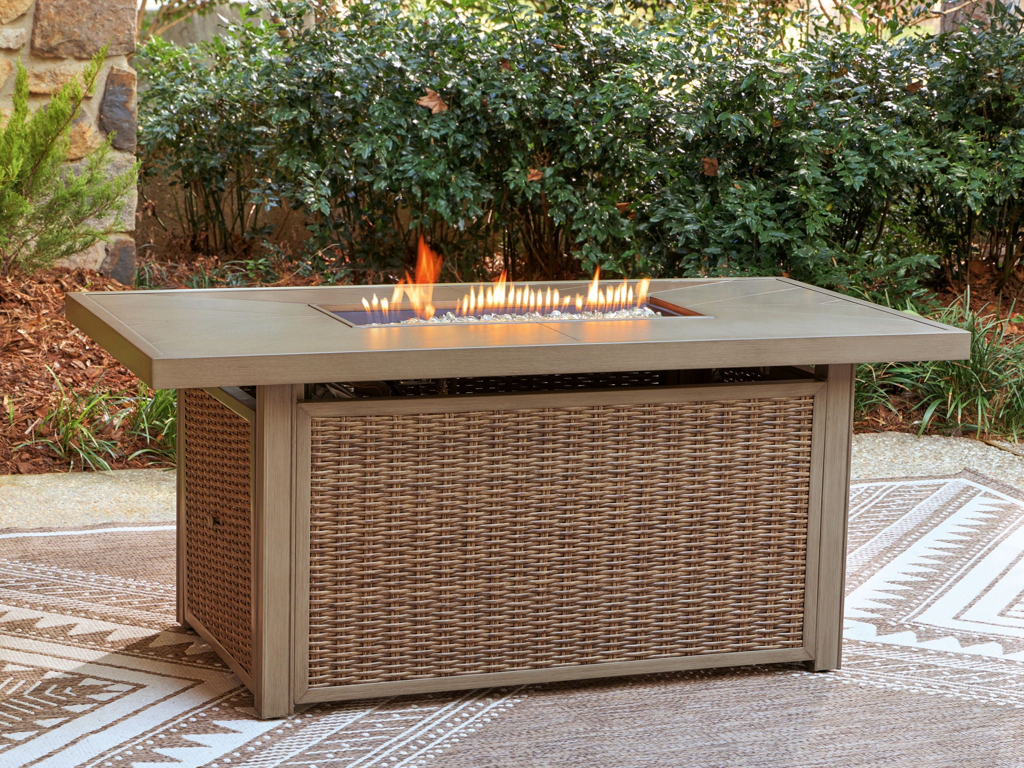 Laguna Heights - Rectangular Fire Pit Table - Beige
