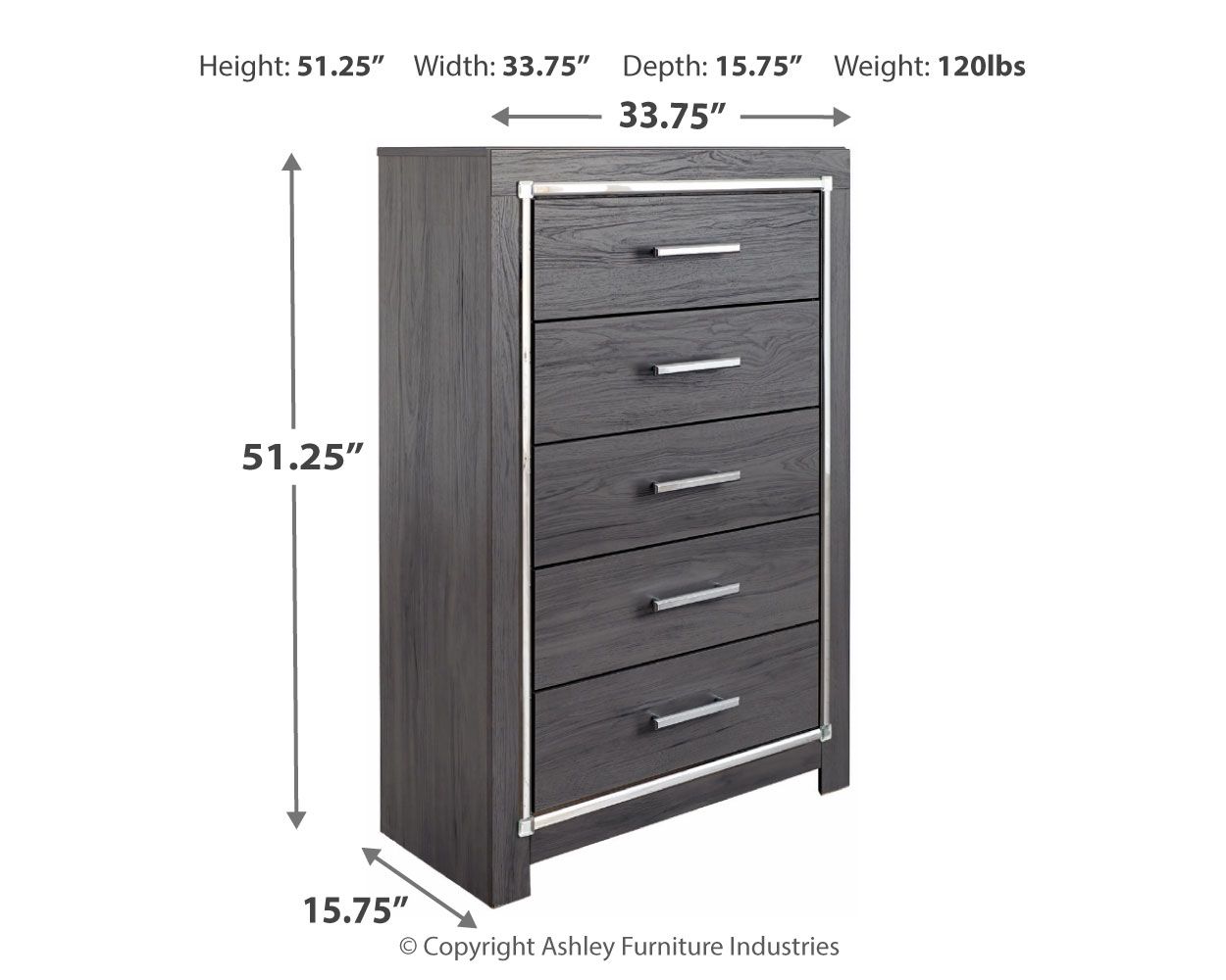 Lodanna - Gray - Five Drawer Chest - Urban Living Furniture (Los Angeles, CA)