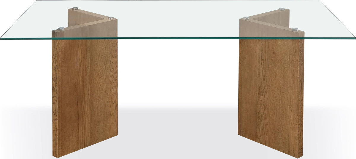 One - Modern Coastal Glass Top Dining Table - White Oak