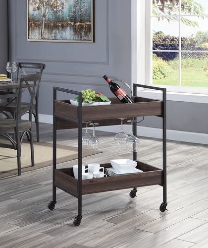 Jerrick - Serving Cart - Walnut & Black - Urban Living Furniture (Los Angeles, CA)
