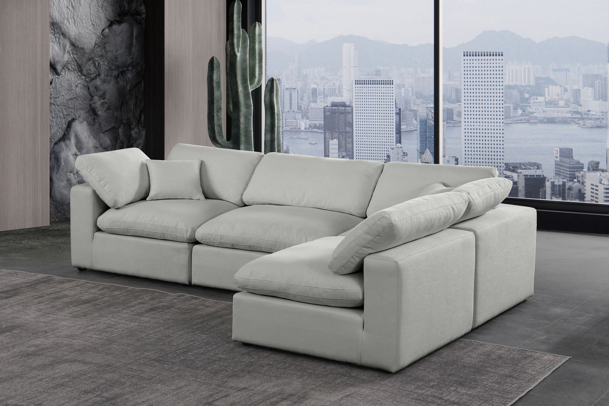 Comfy - 4 Piece Linen Fabric Modular Armless Sectional - Urban Living Furniture (Los Angeles, CA)