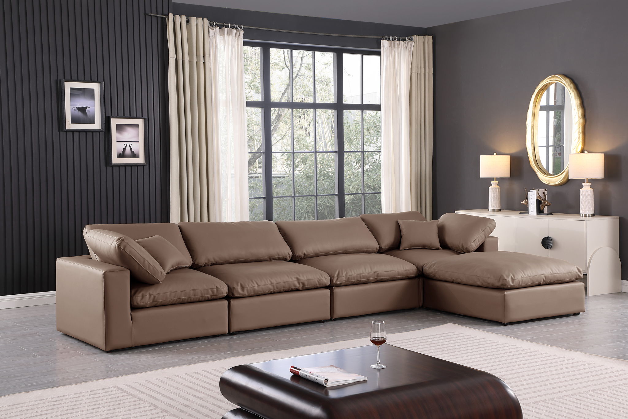Comfy - 5 Piece Faux Leather Modular Sectional With Chaise - Urban Living Furniture (Los Angeles, CA)