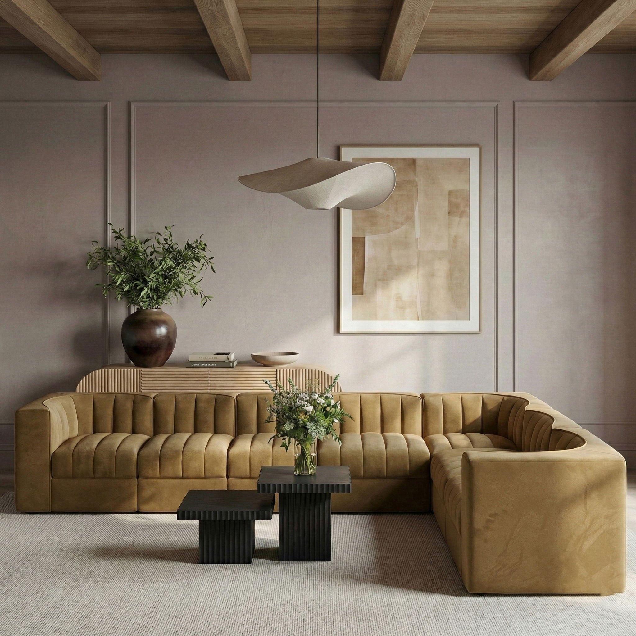 Rummi - Velvet Performance Fabric Upholstered 7 Piece Modular Sectional (With 3 Corner Chairs) - Urban Living Furniture (Los Angeles, CA)