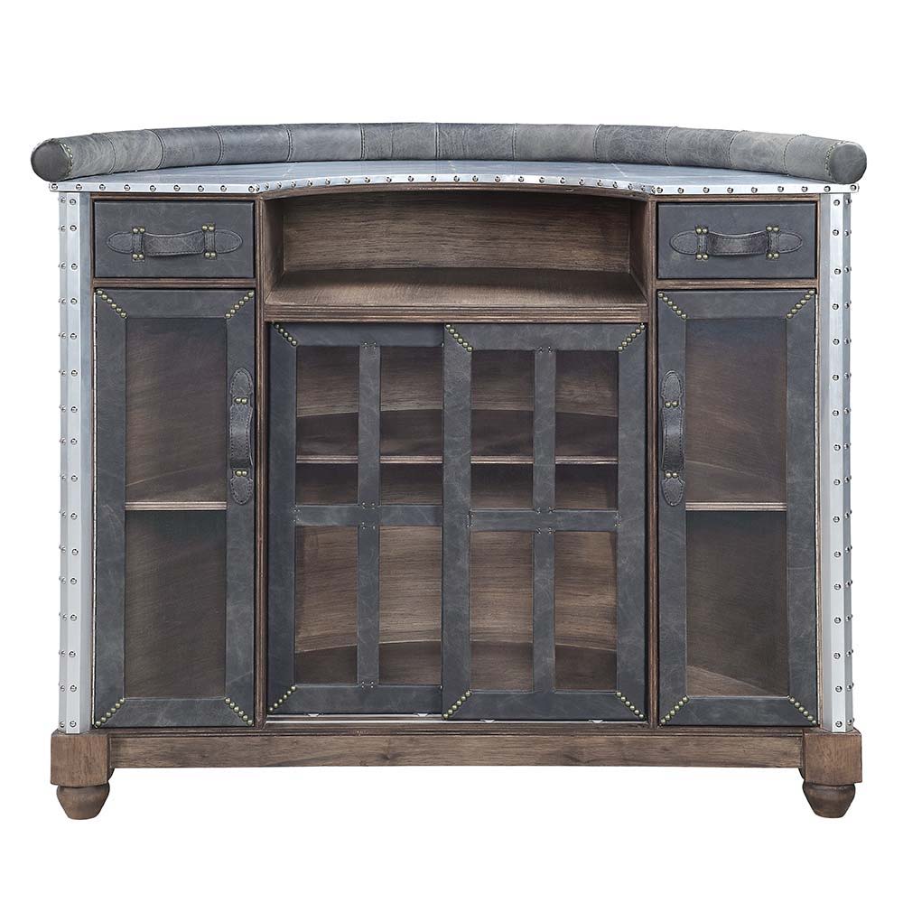 Rahma - Bar Table - Antique Ebony Top Grain Leather & Aluminum - Urban Living Furniture (Los Angeles, CA)