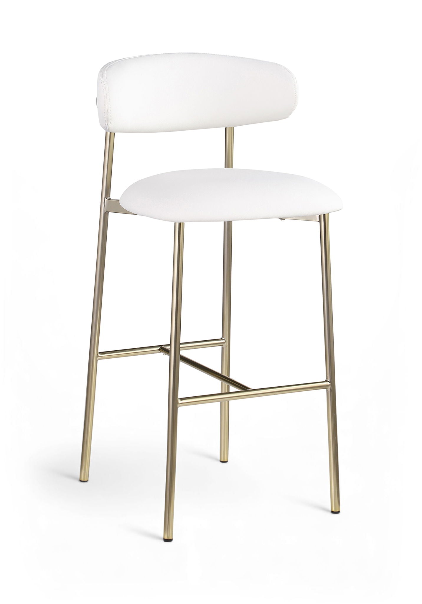 Lupita - Vegan Leather Upholstered Bar Stool With Brushed Gold Frame (Set of 2)