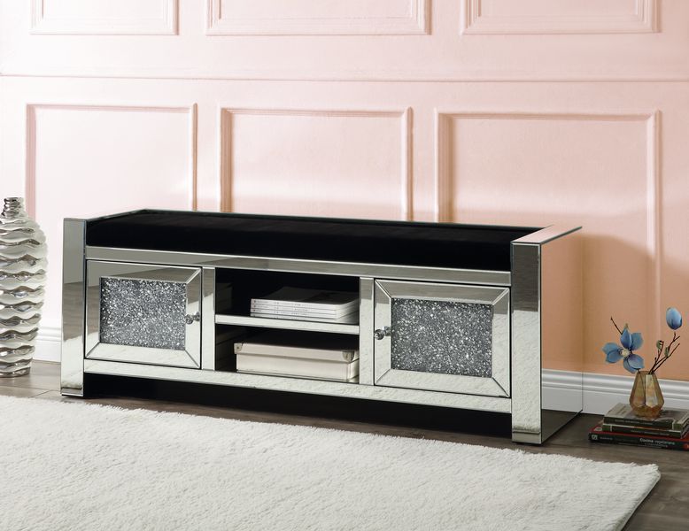 Noralie - Bench - Mirrored & Faux Diamonds - Wood - 22" - Urban Living Furniture (Los Angeles, CA)