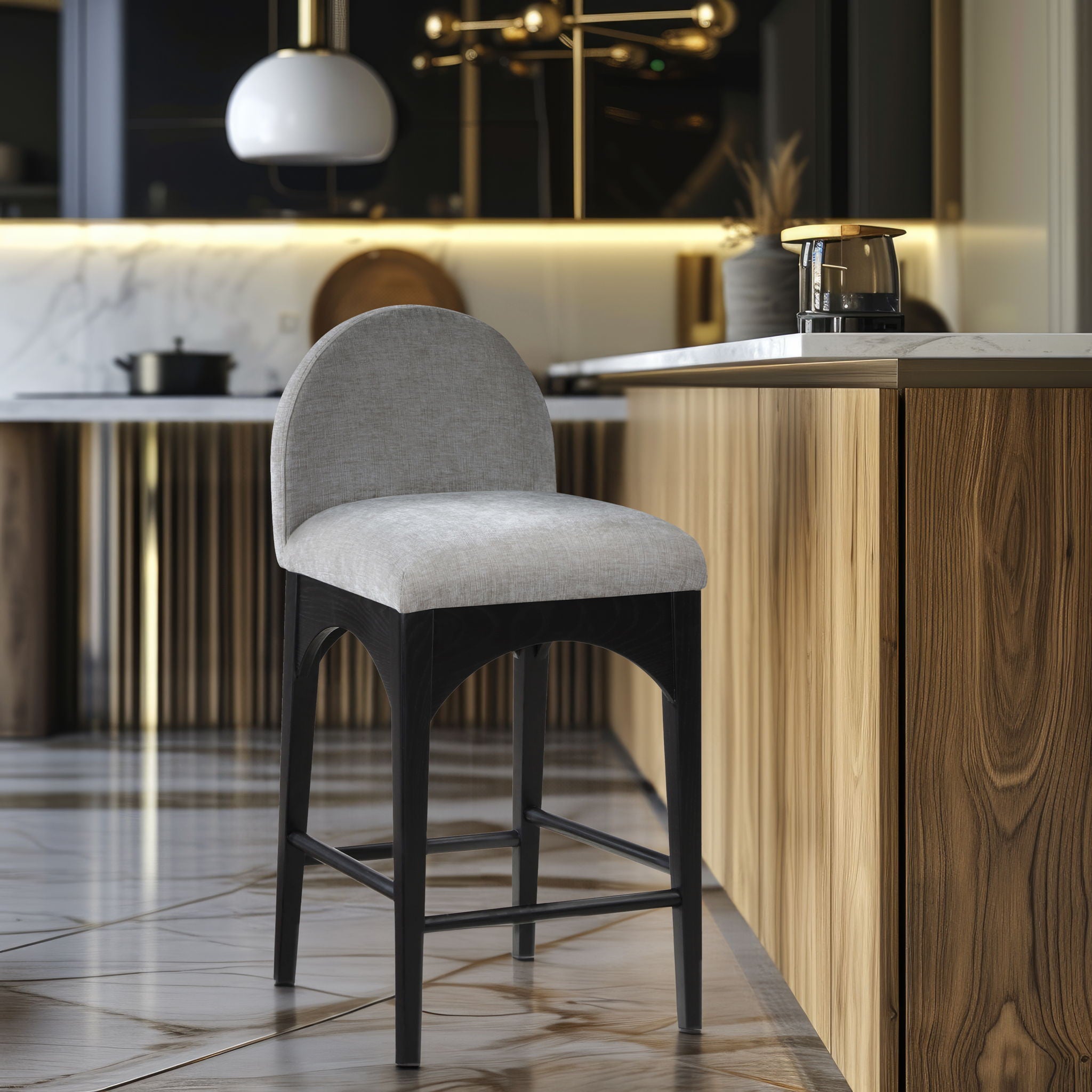 Waldorf - Chenille Stool With Black Legs - Urban Living Furniture (Los Angeles, CA)