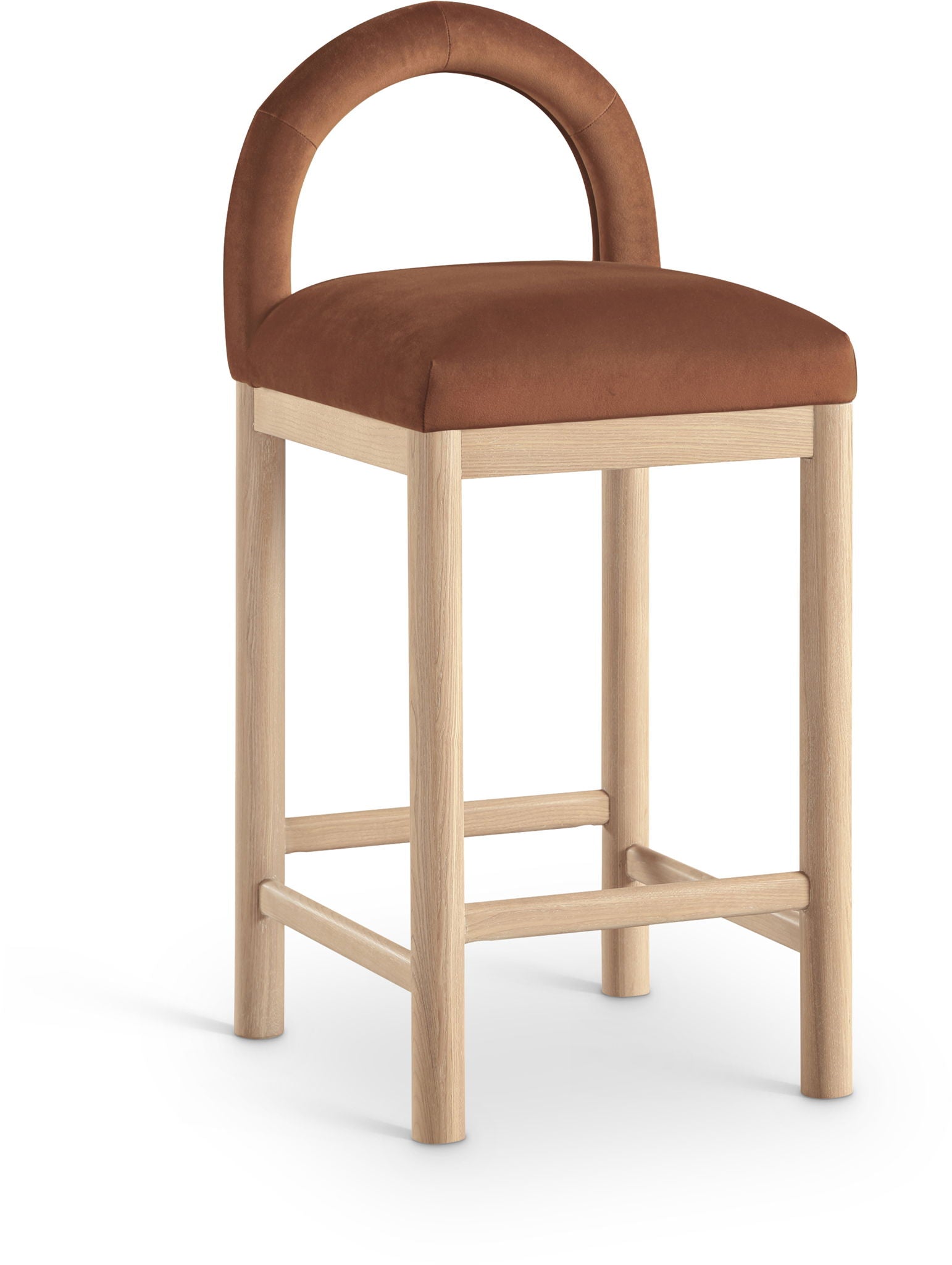 Conrad - Velvet Counter Stool With Natural Legs - Urban Living Furniture (Los Angeles, CA)