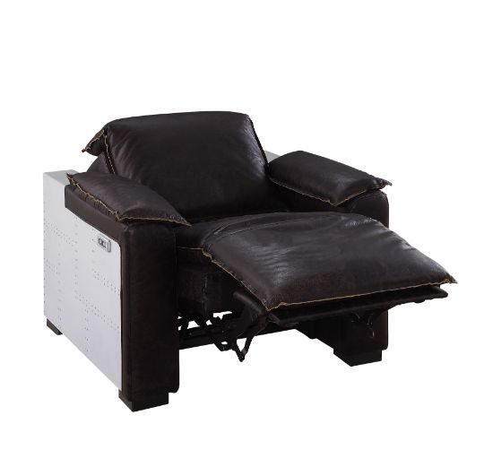 Misezon - Power Motion Recliner - Dark Top Grain Brown Leather & Aluminum - Urban Living Furniture (Los Angeles, CA)