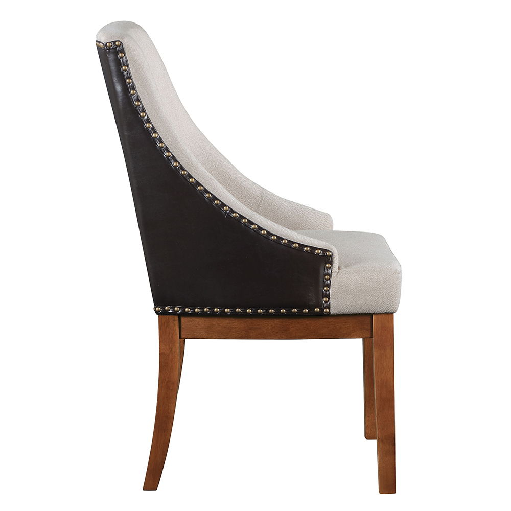 Gilsea - Fabric & Synthetic Leather Side Chair (Set of 2) - Beige & Brown Finish - Urban Living Furniture (Los Angeles, CA)