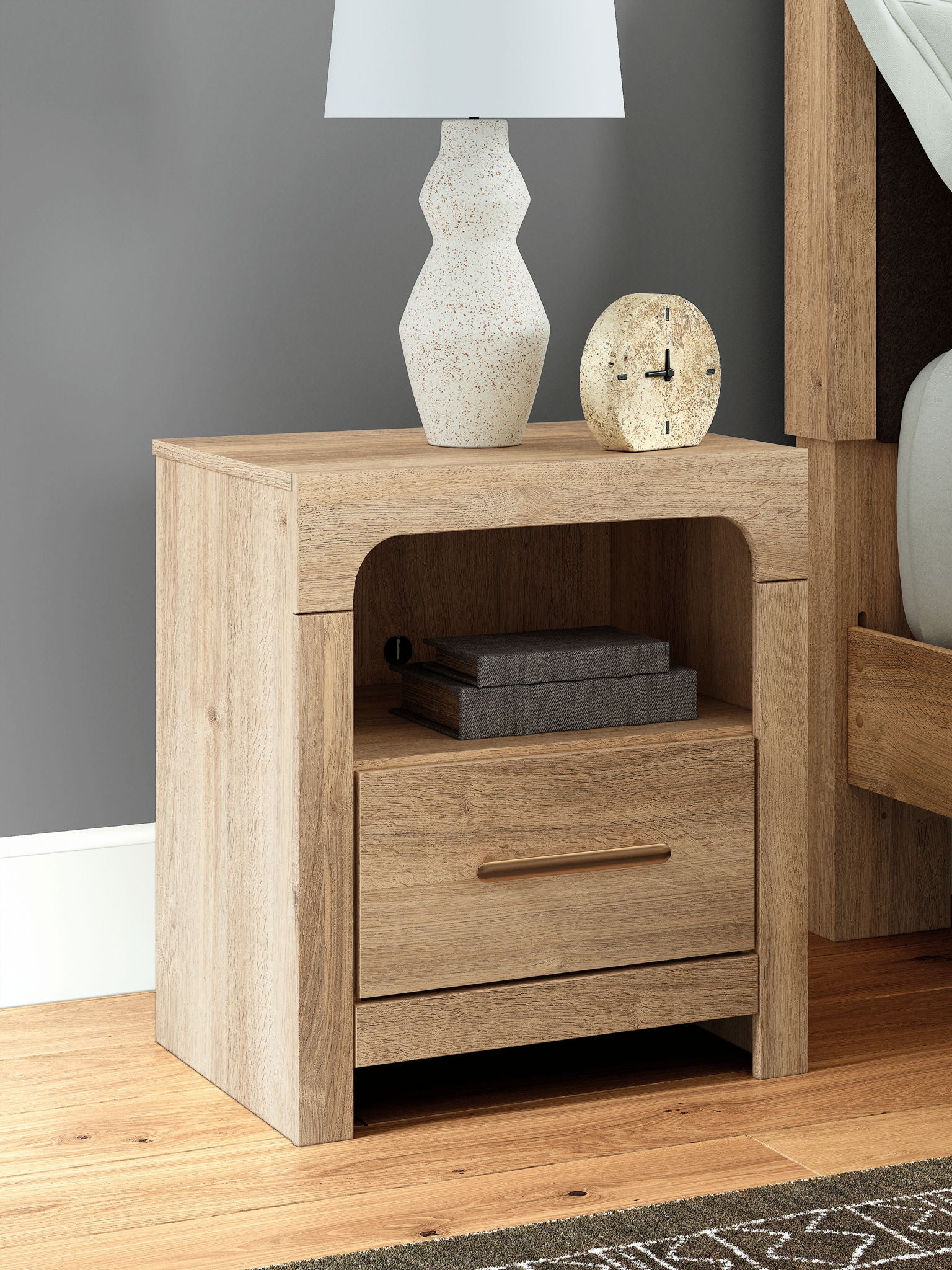 Kinlanni - One Drawer Night Stand - Tan - Urban Living Furniture (Los Angeles, CA)
