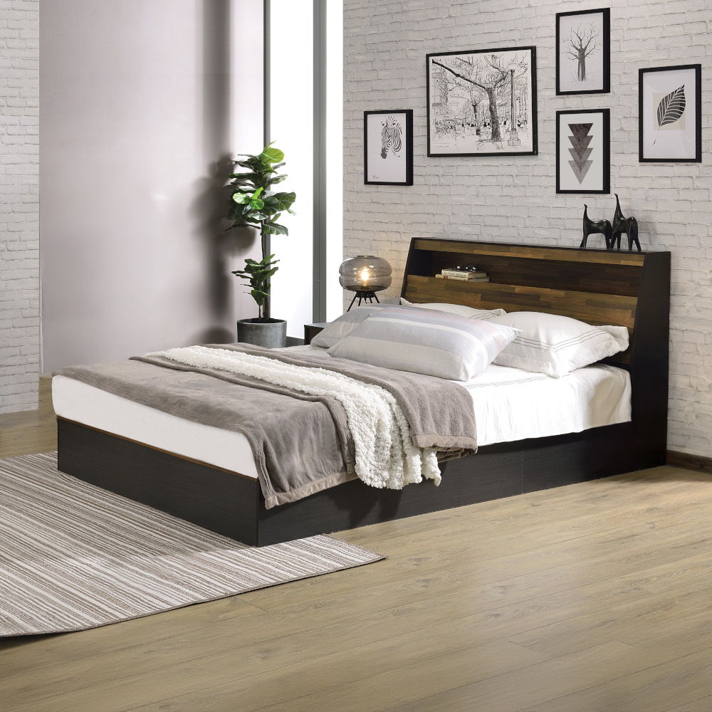Eos - Queen Bed With Storage - Walnut & Black - Urban Living Furniture (Los Angeles, CA)
