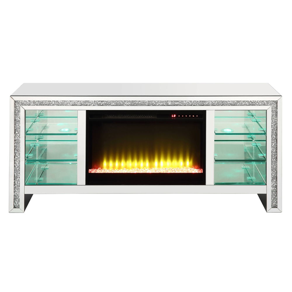 Noralie - 28" TV Stand With Fireplace & LED - Mirrored & Faux Diamonds - Urban Living Furniture (Los Angeles, CA)