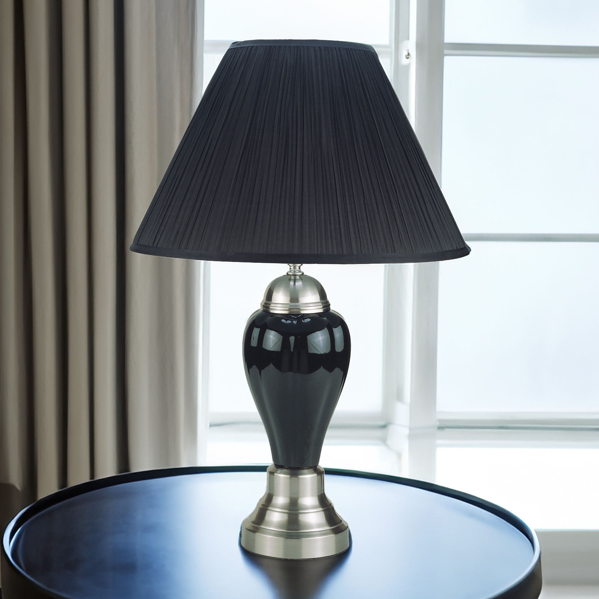 Satin Nickel - Porcelain Lamp - Black - Urban Living Furniture (Los Angeles, CA)