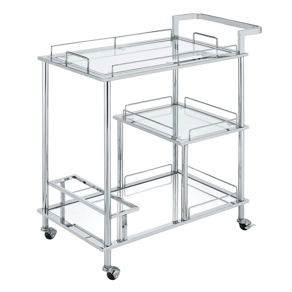 Splinter - Serving Cart - Clear Glass & Chrome - Urban Living Furniture (Los Angeles, CA)