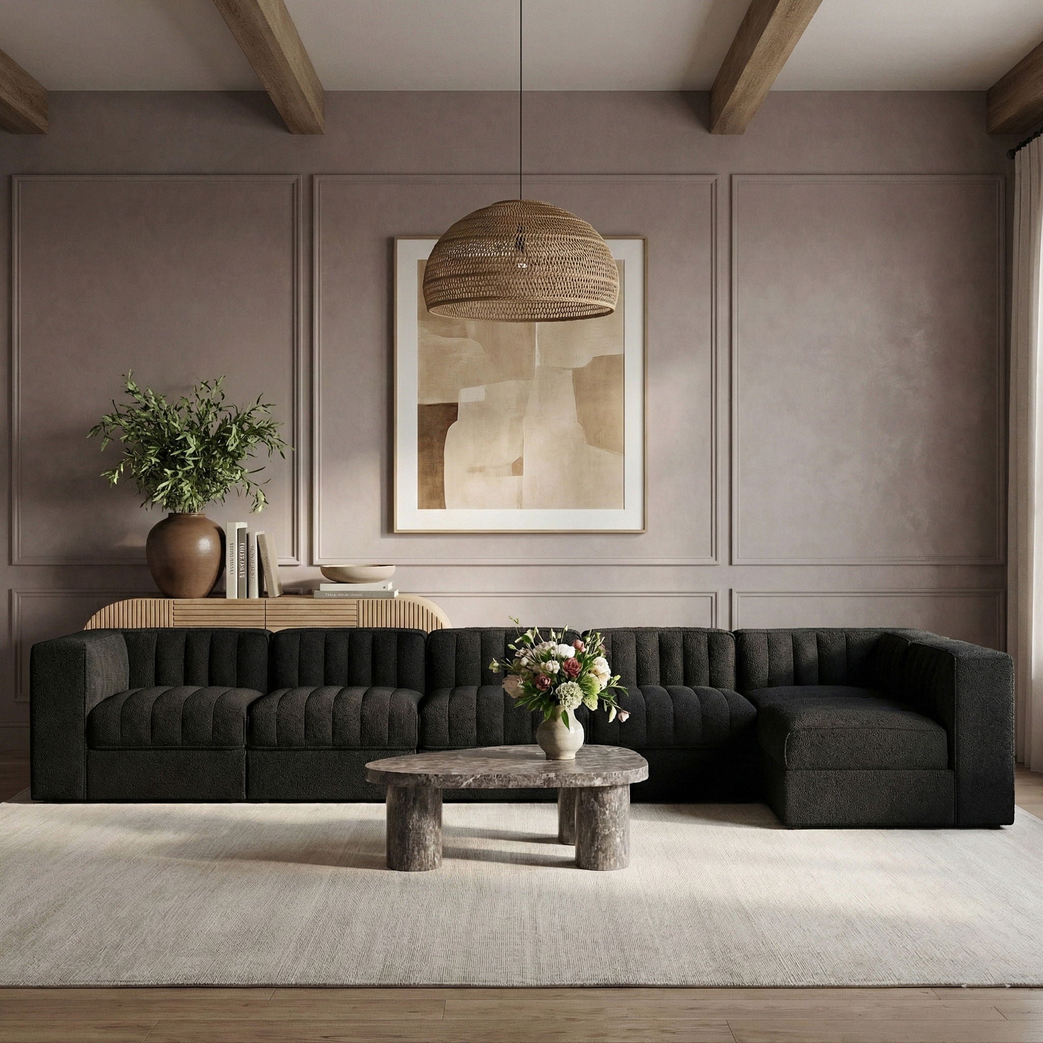 Rummi - Velvet Performance Fabric Upholstered 6 Piece Modular Sectional, L-Shaped (Right) - Urban Living Furniture (Los Angeles, CA)