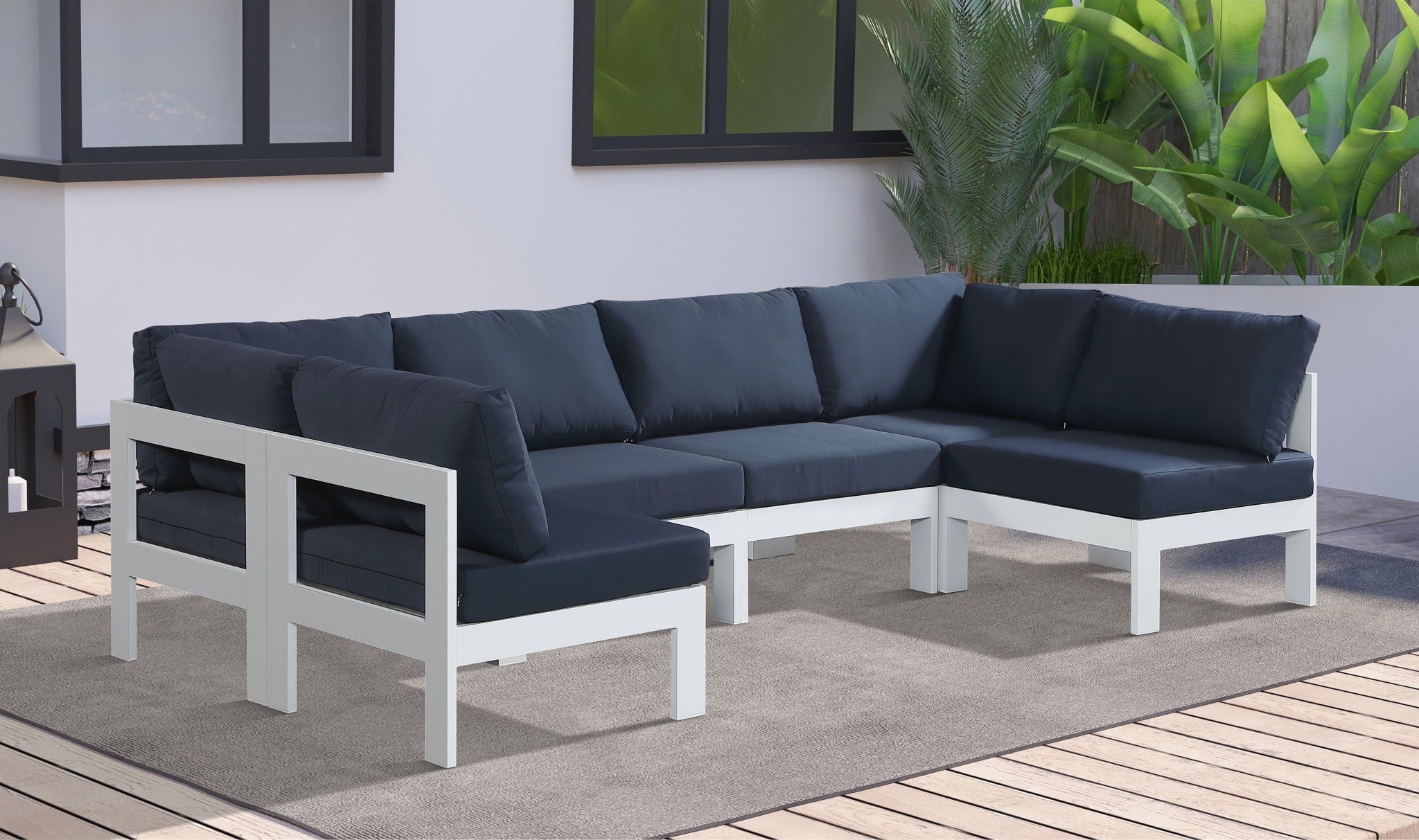 Nizuc - Outdoor Patio 6 Piece Modular Sectional With White Frame - Urban Living Furniture (Los Angeles, CA)