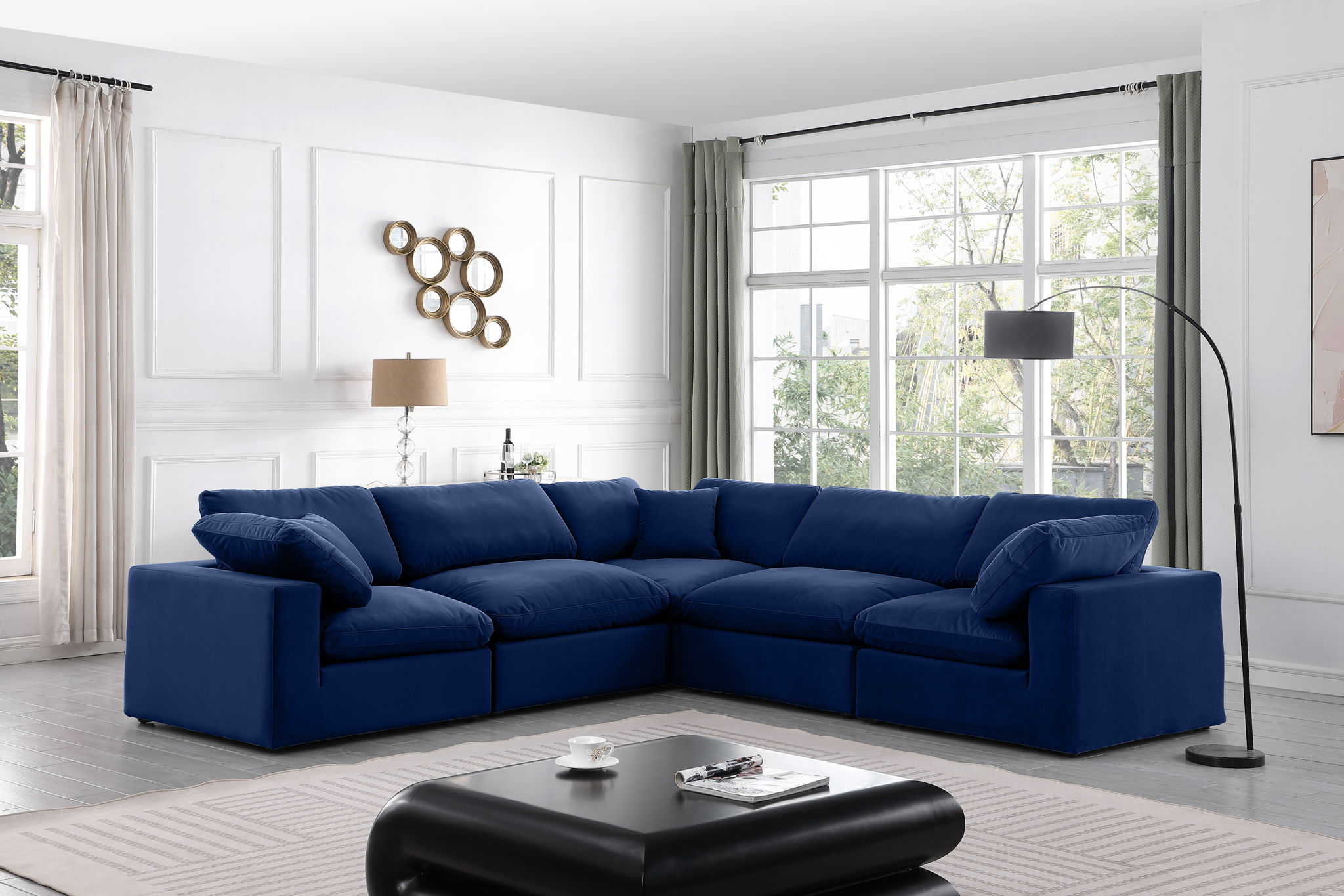 Comfy - 5 Piece Velvet Modular Corner Sectional - Urban Living Furniture (Los Angeles, CA)