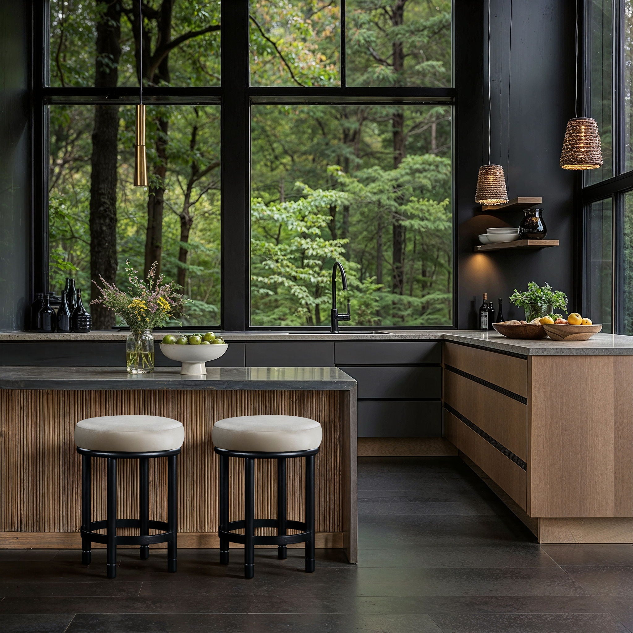 Monette - Counter Stool With Black Base