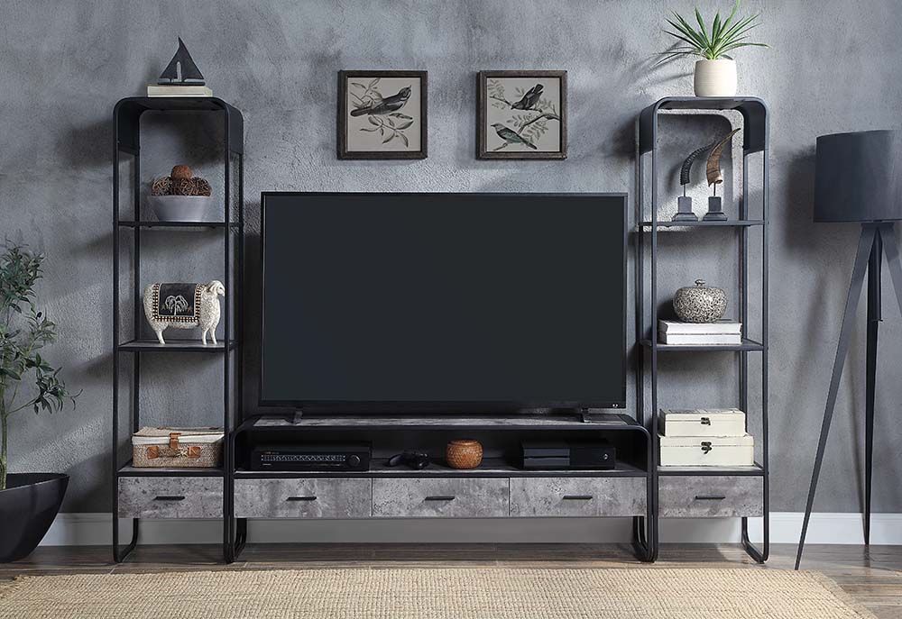 Raziela - TV Stand Side Pier - Concrete Gray & Black - Urban Living Furniture (Los Angeles, CA)