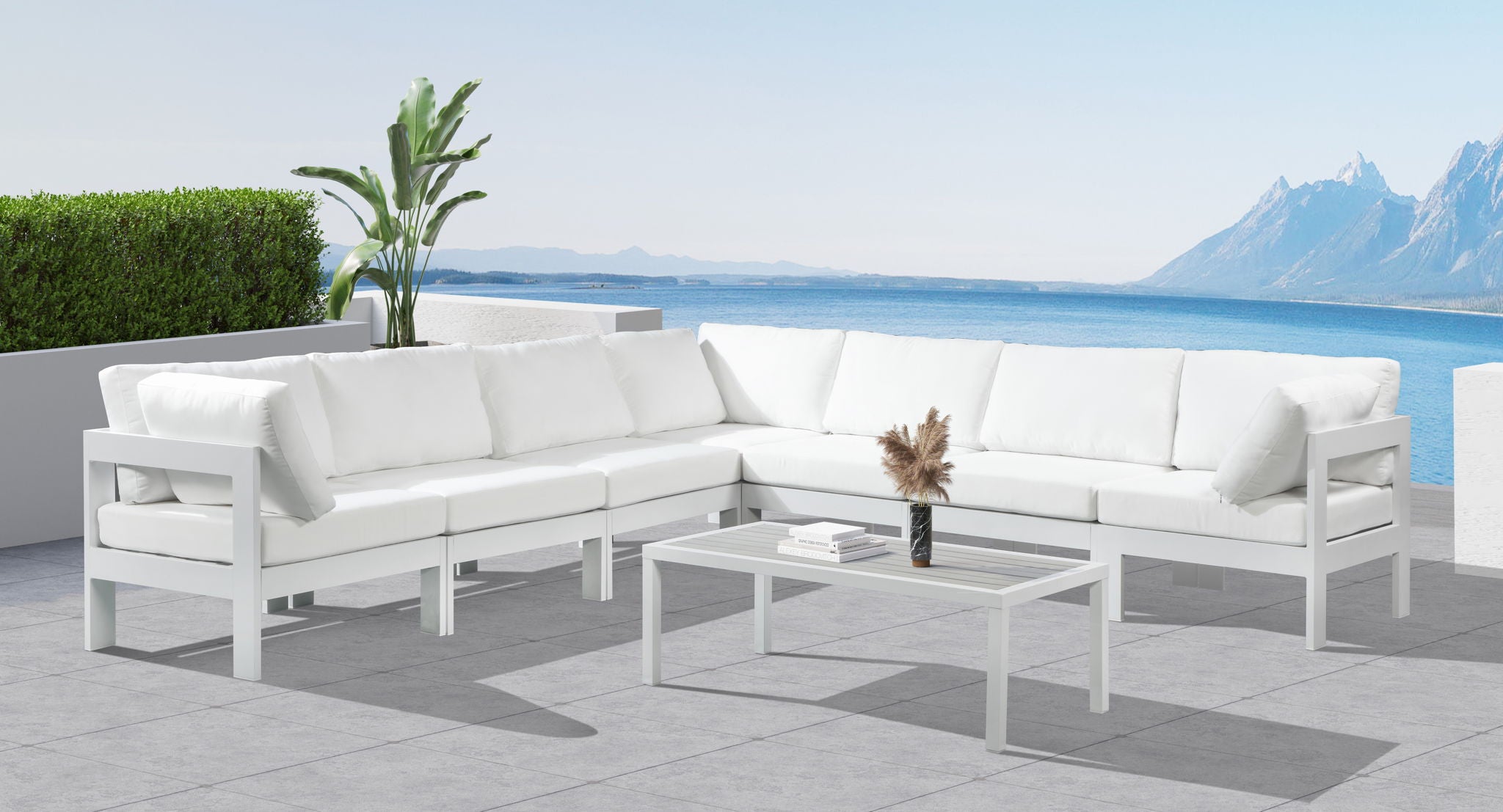 Nizuc - Outdoor Patio 7 Piece Modular Sectional With White Frame - Urban Living Furniture (Los Angeles, CA)
