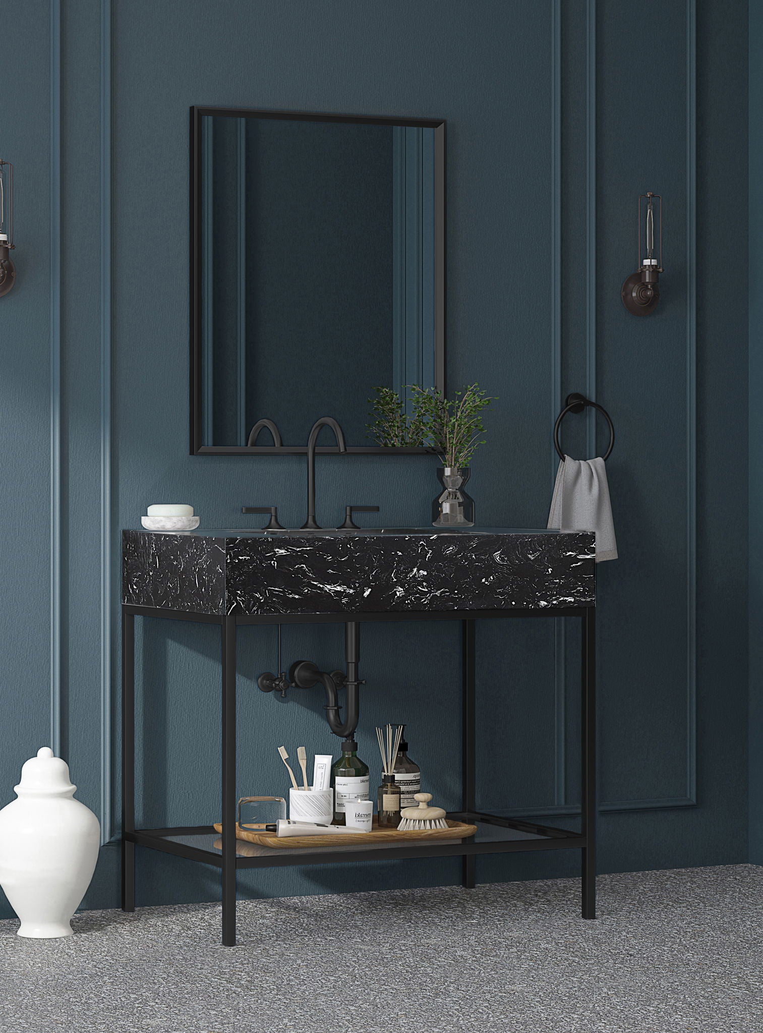Marmo - Engineered Marble Bathroom Vanity With Black Base - Urban Living Furniture (Los Angeles, CA)